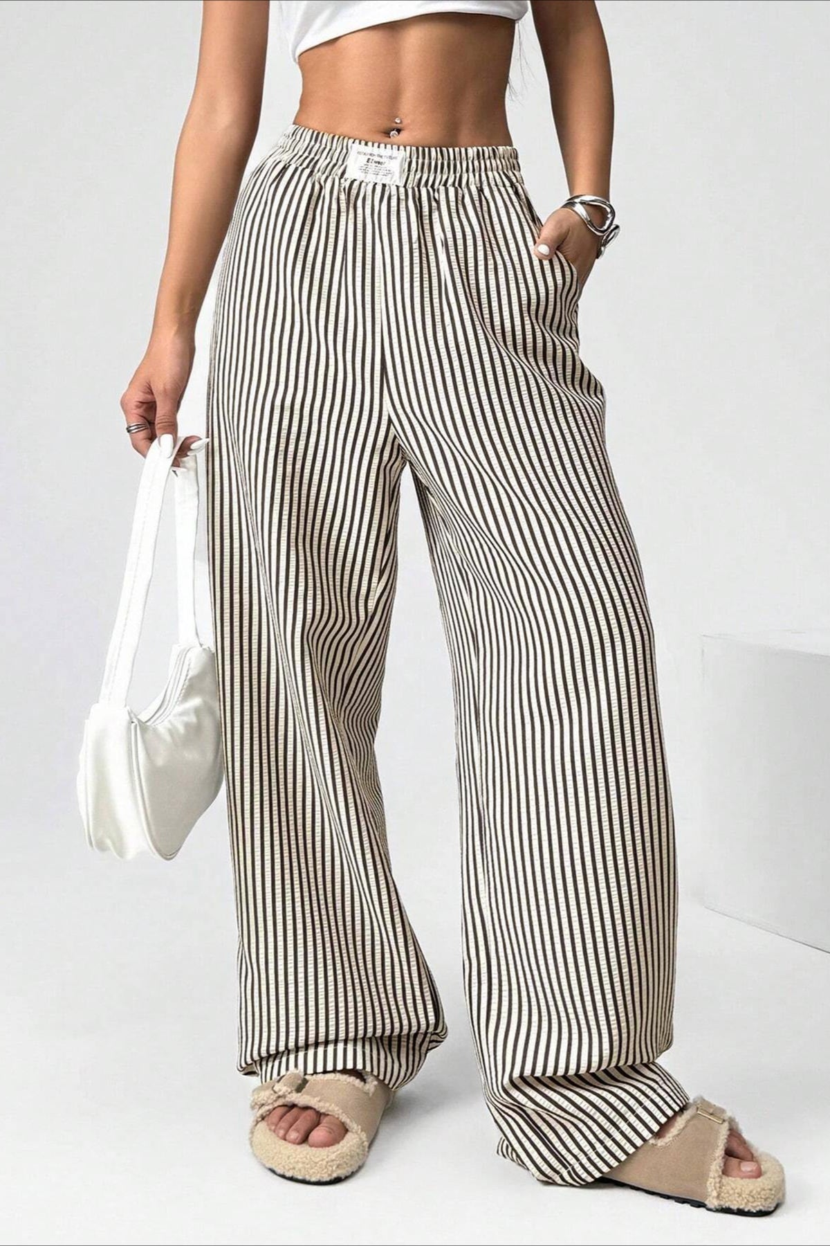 MINERVA - Pantaloni dritti a righe dal taglio casual