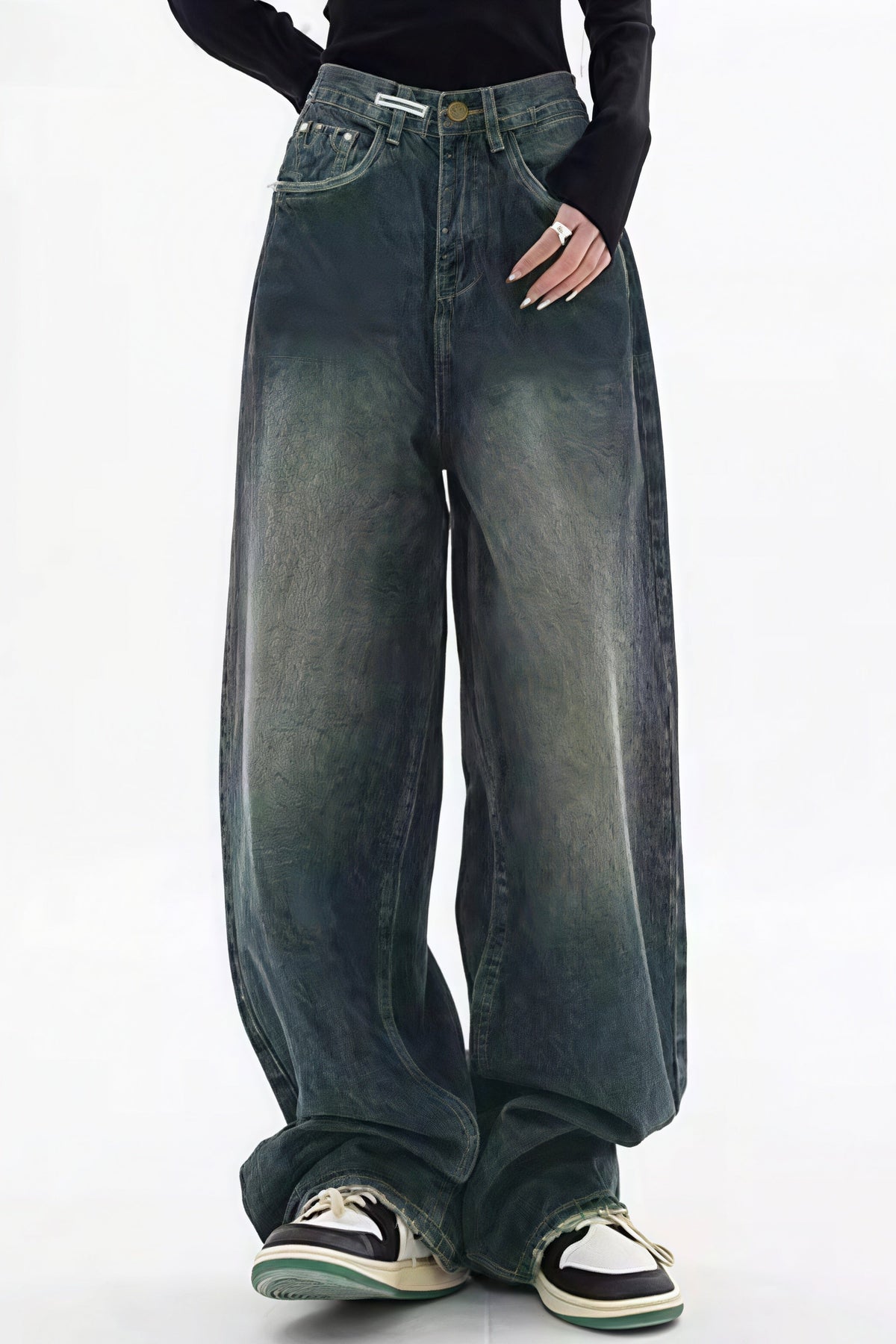 TEGGIANO - Jeans a vita alta e gamba ampia dal fascino vintage