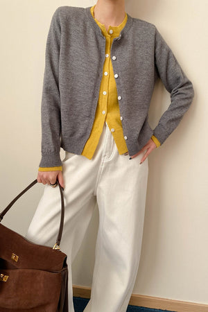 TERENZO - Cardigan ampio con scollo a V e inserti a contrasto