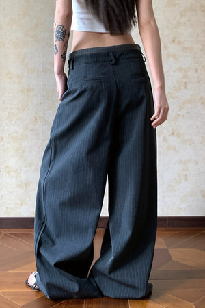 SERRAMANNA - Pantaloni wide leg a vita bassa