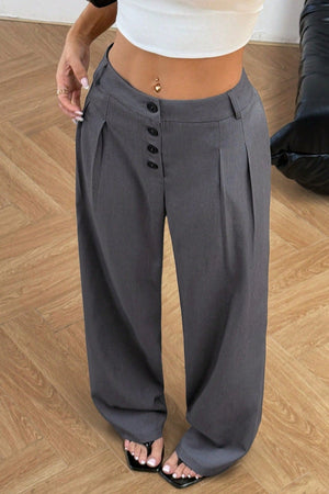 ANGORA - Chic Vintage Button Front Drape Pants