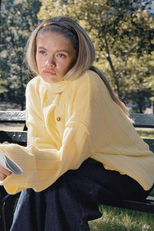 SERINA - Cardigan giallo in maglia a coste
