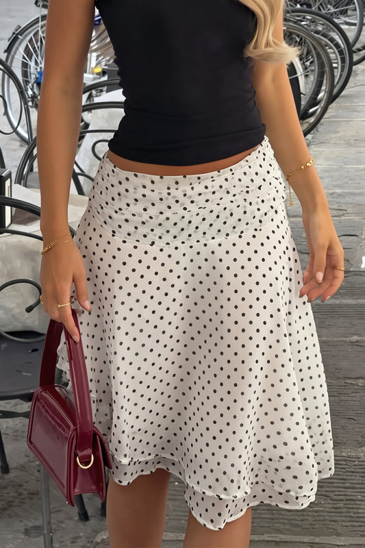 ROBELLA - Gonna midi a pois con linea svasata
