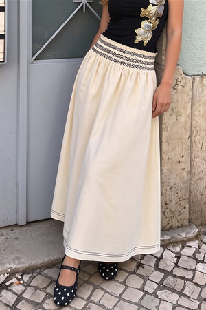 MONRUPINO - Gonna maxi svasata con balze arricciate