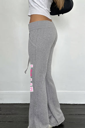 ROSCIANO - Pantaloni dritti grigi con stampa e coulisse