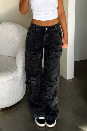BORONEDDU - Jeans cargo dritti effetto vintage