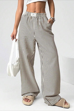 MINERVA - Pantaloni dritti a righe dal taglio casual