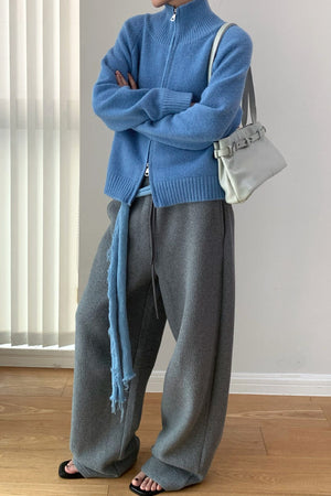 MALACHITE - Cardigan in maglia con zip e colletto