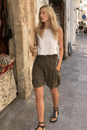 VETTO - Shorts utility a vita alta wide leg