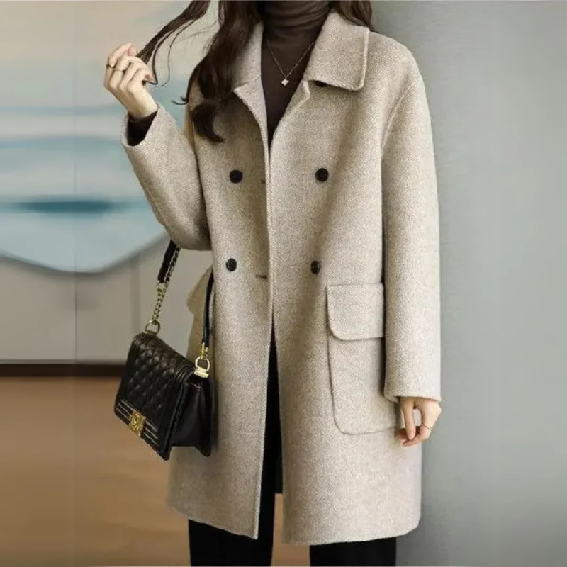 MALEGNO - Cappotto elegante doppiopetto in misto lana
