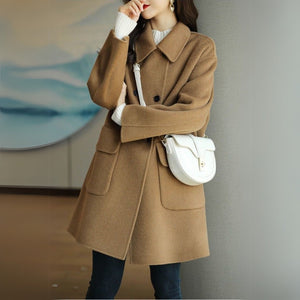 MALEGNO - Cappotto elegante doppiopetto in misto lana