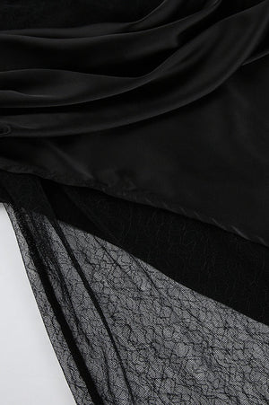 FROSOLONE - Gonna midi satinata con pizzo e spacco