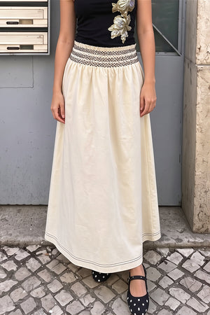 MONRUPINO - Gonna maxi svasata con balze arricciate