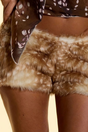 ESCHOLZIA - Shorts effetto peluche con stampa animalier
