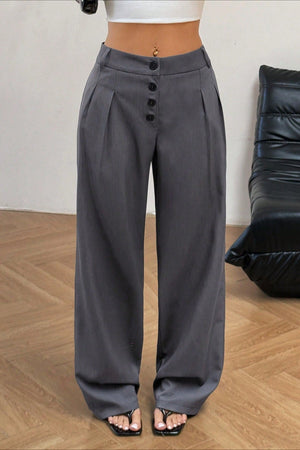 ANGORA - Chic Vintage Button Front Drape Pants