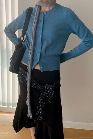 NARZOLE - Slim-Fit Round-Neck Knit Cardigan