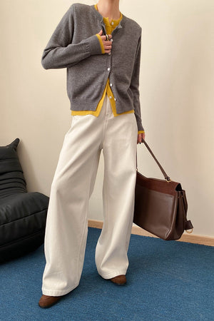 TERENZO - Cardigan ampio con scollo a V e inserti a contrasto
