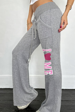 ROSCIANO - Pantaloni dritti grigi con stampa e coulisse