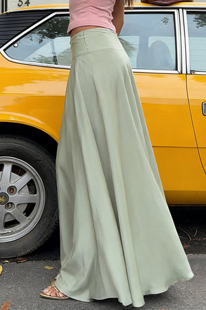 TATIANA - Gonna maxi svasata in raso verde chiaro