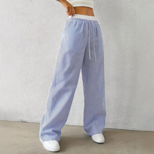 RIVELLO - Pantaloni dritti blu a righe con coulisse