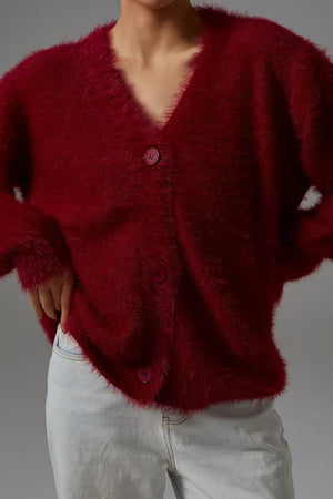 ALDINO - Cardigan lungo in maglia effetto peluche