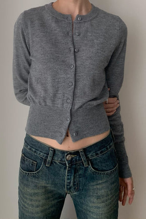 NARZOLE - Slim-Fit Round-Neck Knit Cardigan