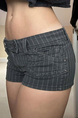 LACONI - Shorts in denim grigio a vita bassa