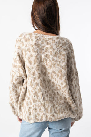 TRICARICO - Cardigan color block con stampa leopardata