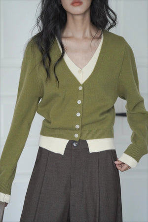 BAGNASCO - Green Two-Layer Knit Cardigan
