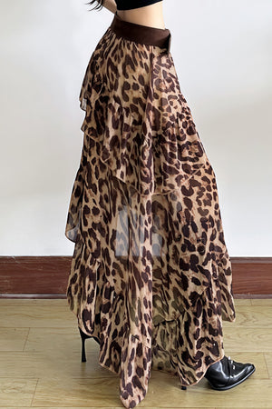 BUGNARA - Street Style Leopard Flowy Layer Skirt