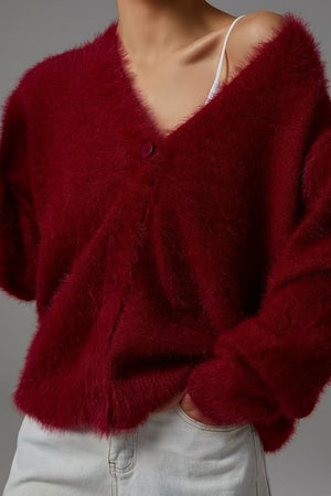 ALDINO - Cardigan lungo in maglia effetto peluche