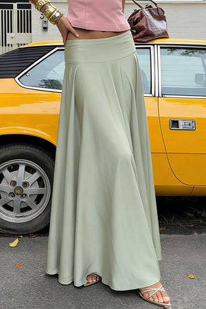 TATIANA - Gonna maxi svasata in raso verde chiaro
