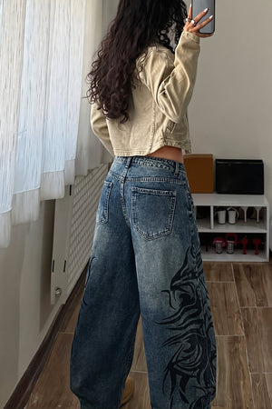 SPOTORNO - Vintage Printed Loose Straight Jeans