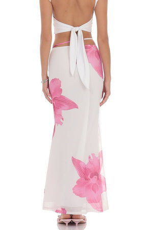 SPINADESCO - Gonna lunga a sirena floreale in mesh