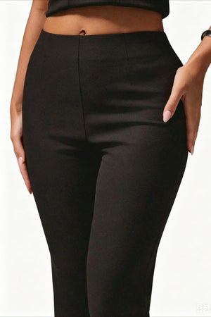 LANDIONA - Pantaloni flare cropped a vita alta elasticizzati