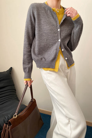 TERENZO - Cardigan ampio con scollo a V e inserti a contrasto