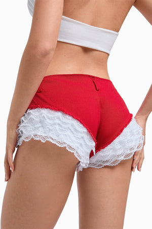 SUNI - Shorts in Denim con Pizzo e Inserti Patchwork