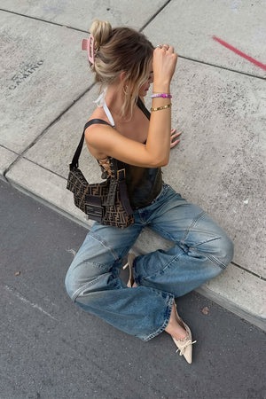 CHIARI - Jeans dritti a vita bassa effetto vintage
