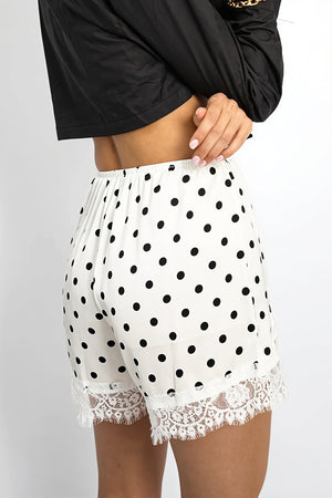 FURORE - Shorts a pois con dettagli in pizzo