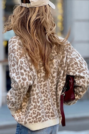 SAMO - Cardigan oversize leopardato color albicocca