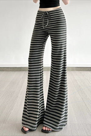 GELSOMINO - Pantaloni flare grigi a righe