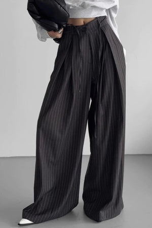 OSOPPO - Pantaloni a righe a vita alta e gamba ampia