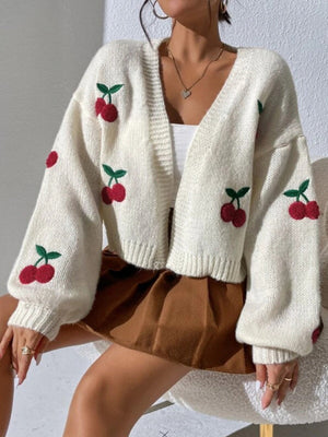 CADEO - Cardigan aperto con ricami jacquard