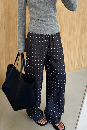 CASSACCO - Pantaloni dritti neri a pois