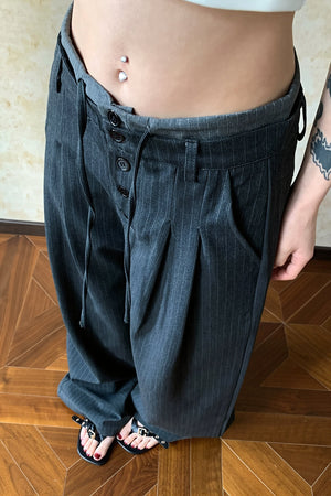 SERRAMANNA - Pantaloni wide leg a vita bassa