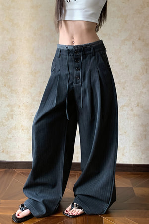 SERRAMANNA - Pantaloni wide leg a vita bassa