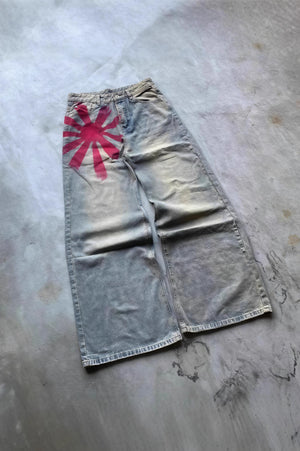 SENNARIOLO - Jeans wide leg blu dal fascino vintage