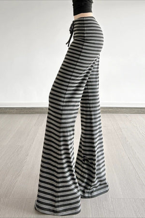 GELSOMINO - Pantaloni flare grigi a righe