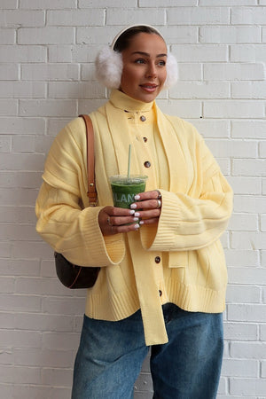 SERINA - Cardigan giallo in maglia a coste
