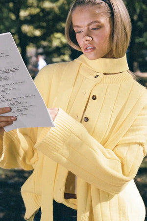 SERINA - Cardigan giallo in maglia a coste